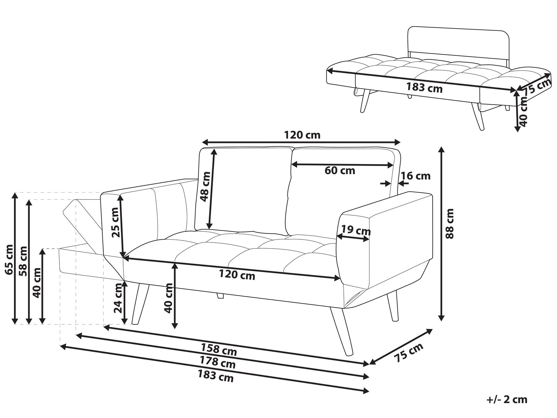 Fabric Sofa Bed Black BREKKE