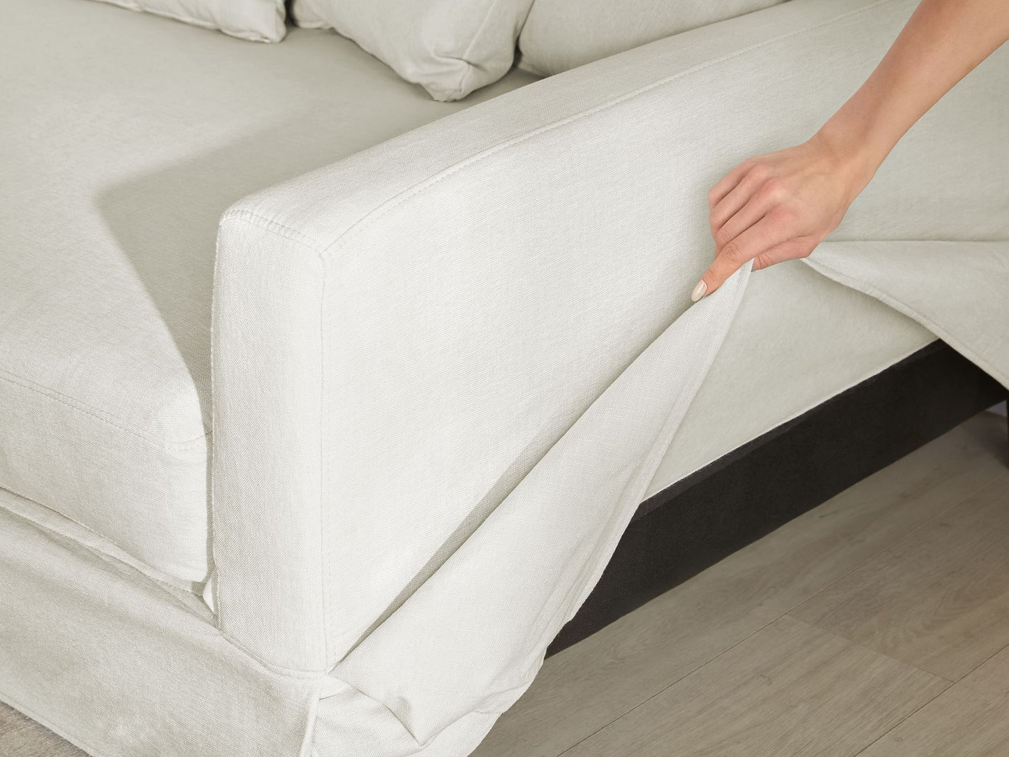 3 Seater Fabric Sofa Light Grey GILJA