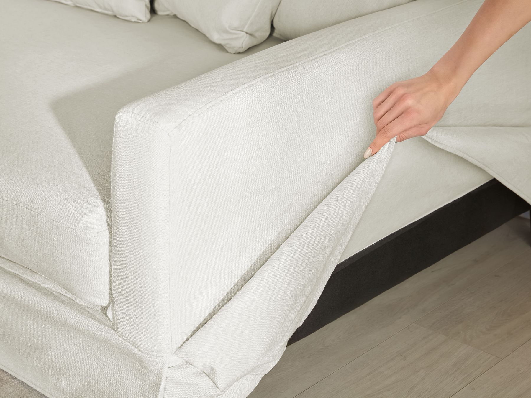 3 Seater Fabric Sofa Light Grey GILJA