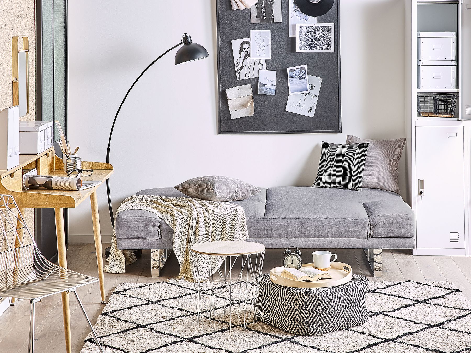 Fabric Sofa Bed Light Grey YORK