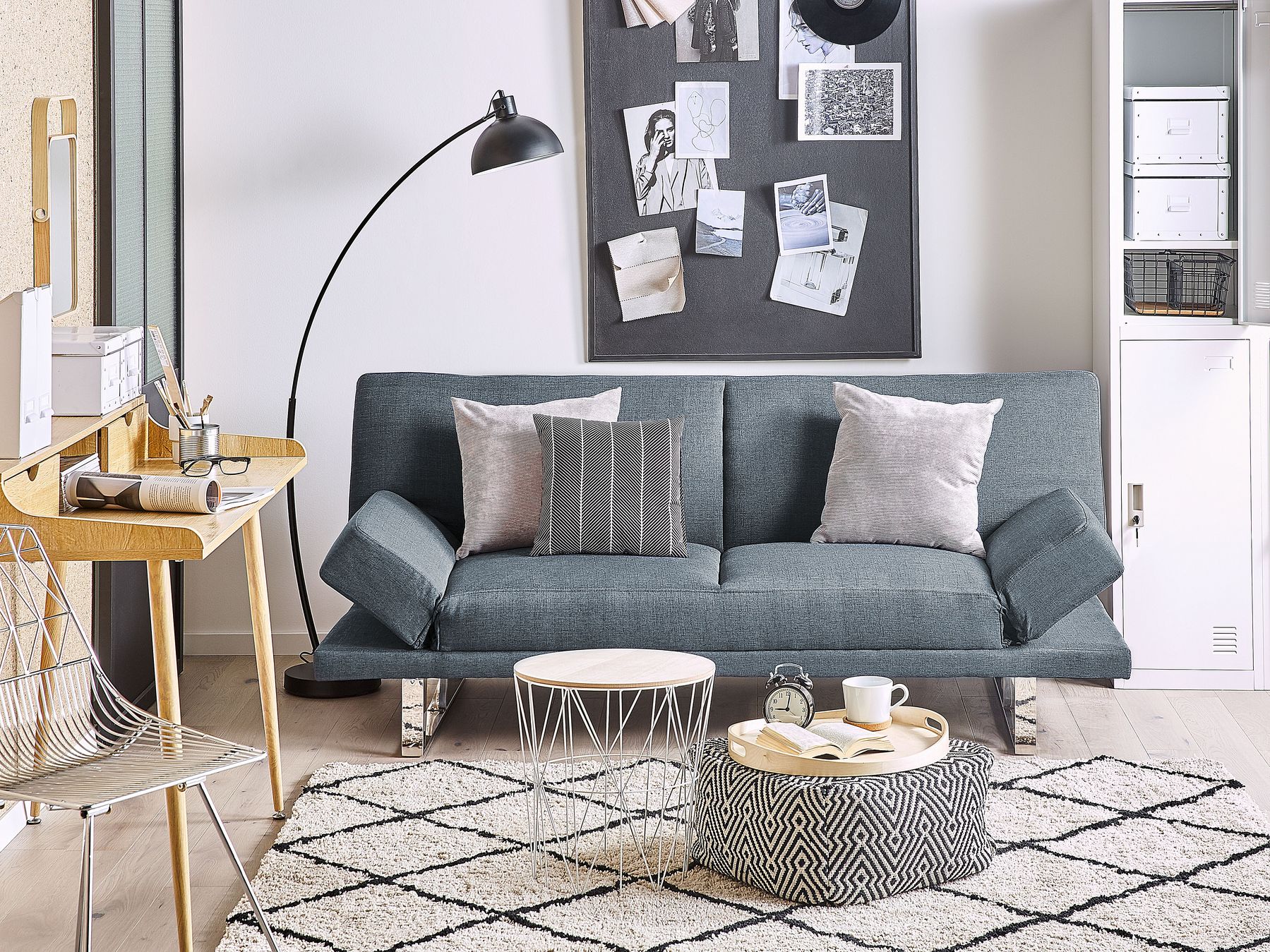 Fabric Sofa Bed Dark Blue YORK