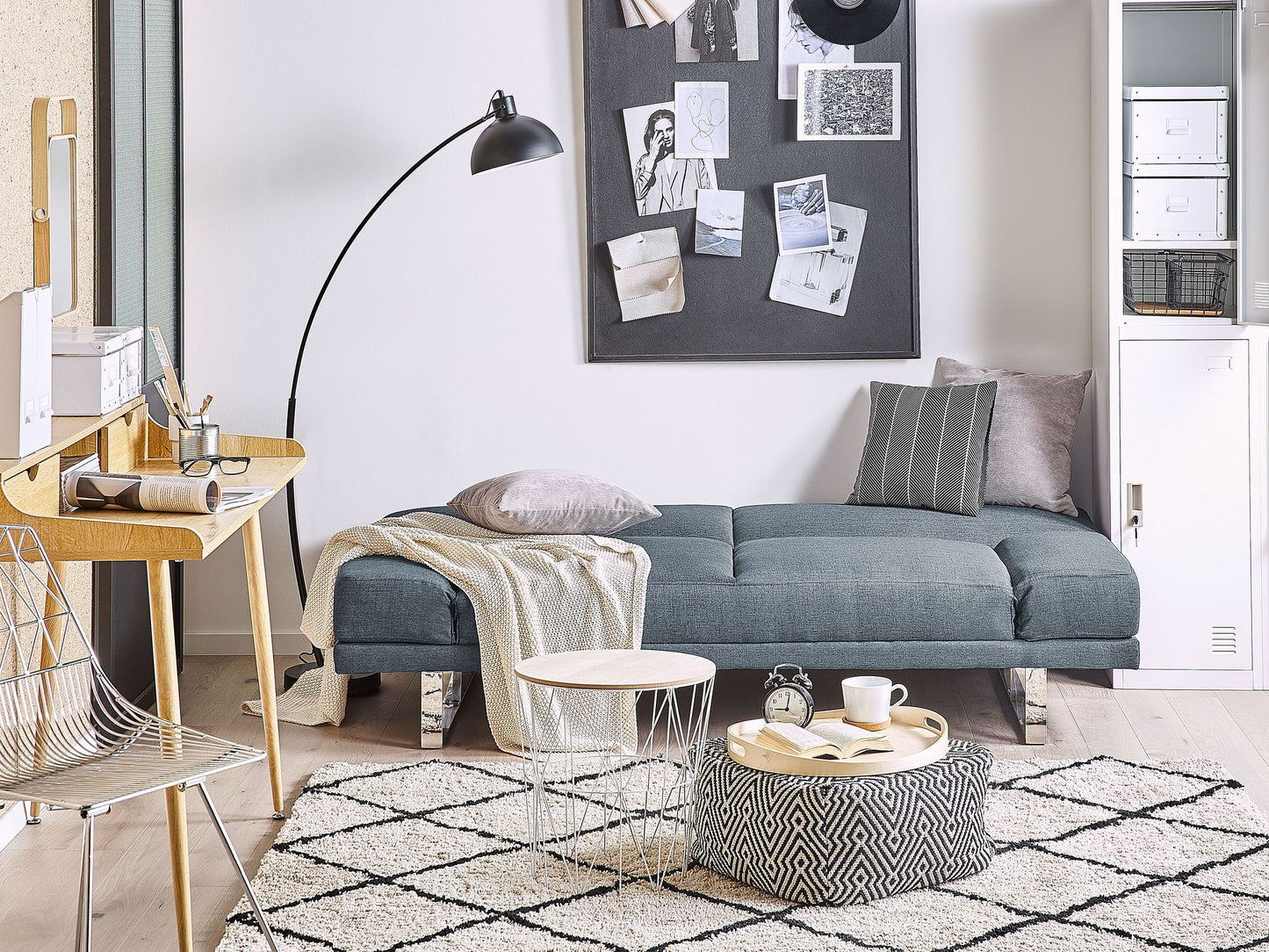 Fabric Sofa Bed Dark Blue YORK
