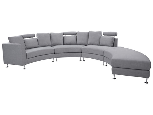 Curved Sofa ROTUNDE Fabric Light Grey 7 Seater Symmetrical