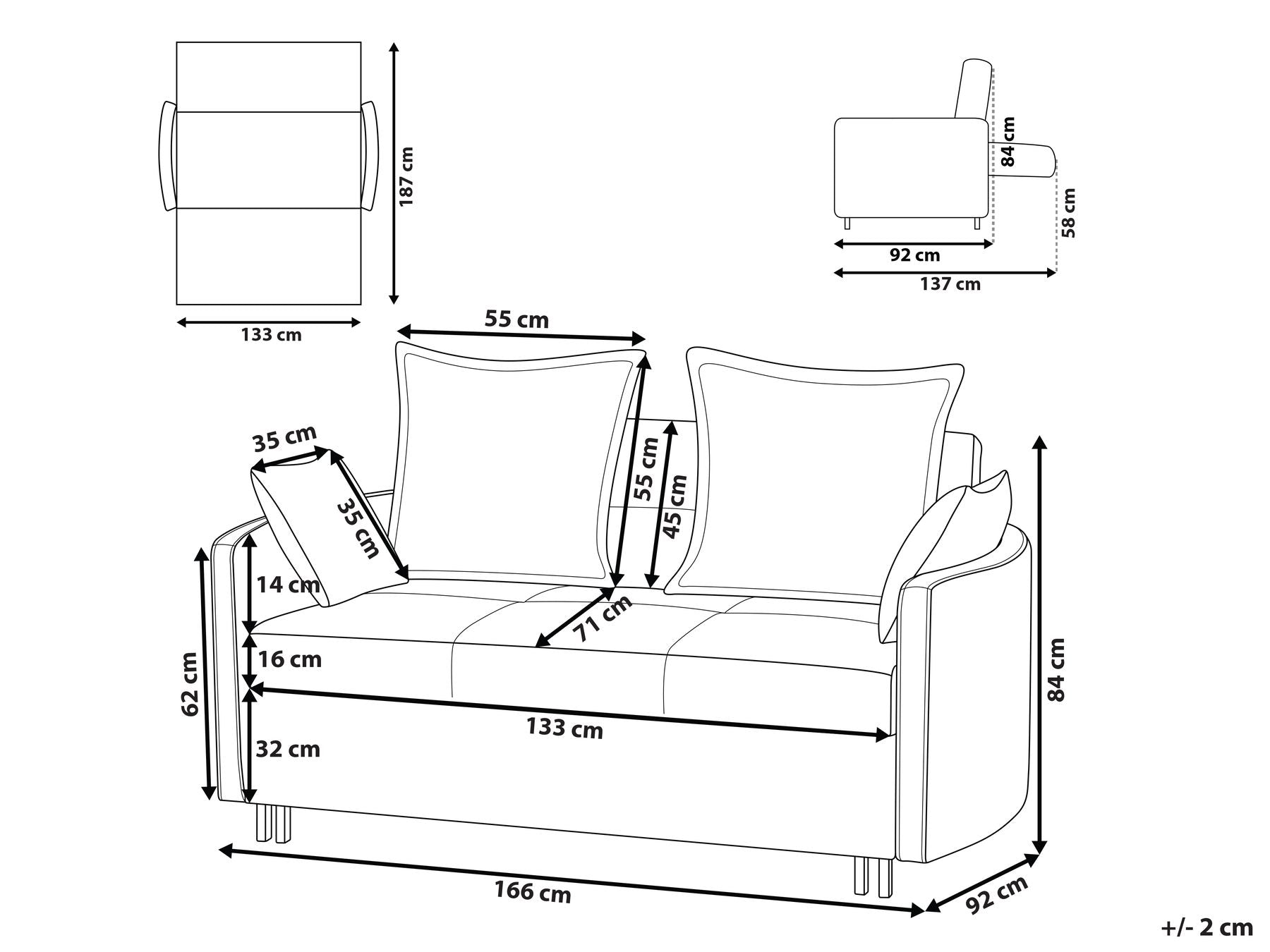Fabric Sofa Bed Light Grey HOVIN