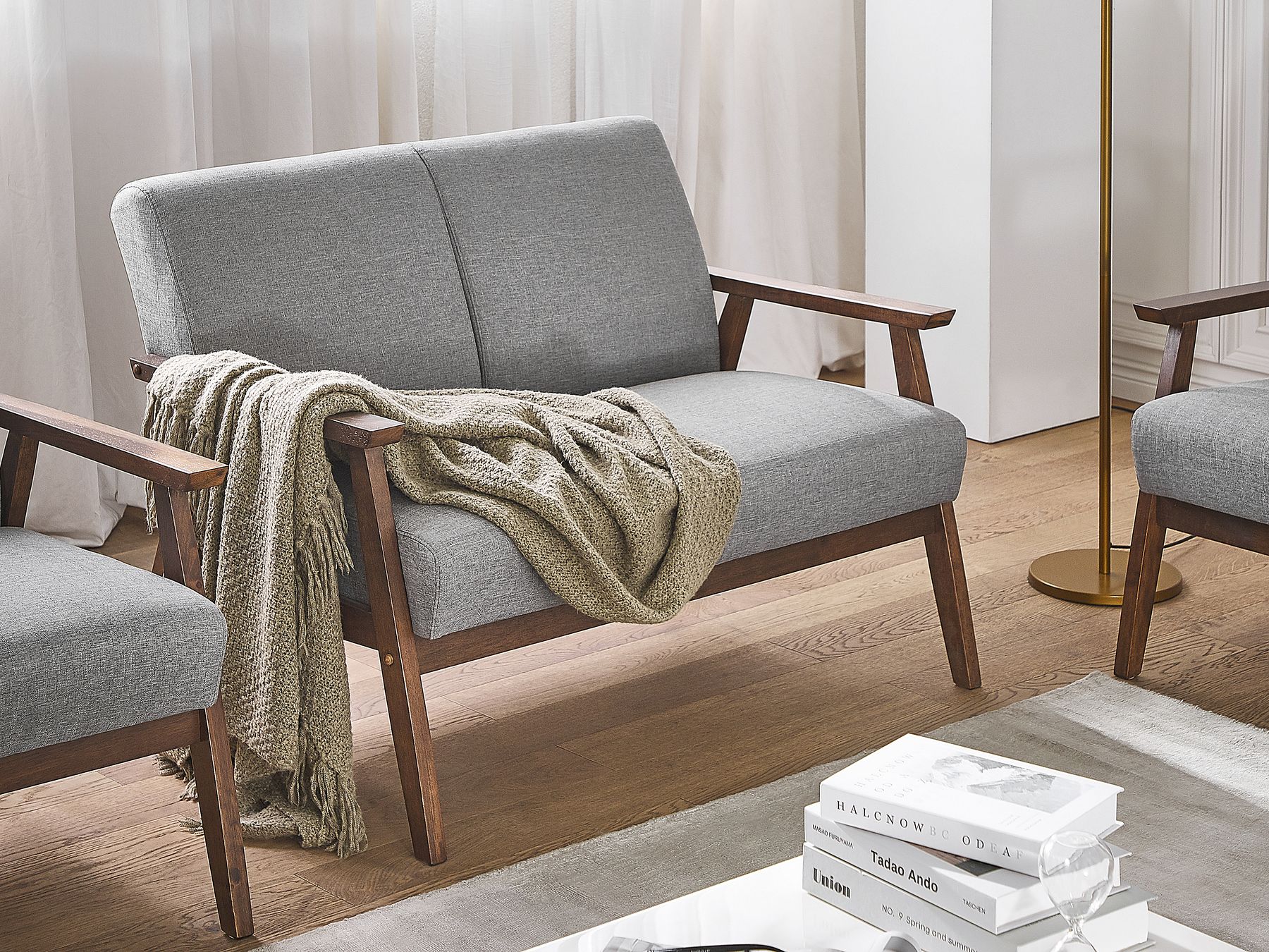 3 Seater Fabric Sofa Grey ASNES