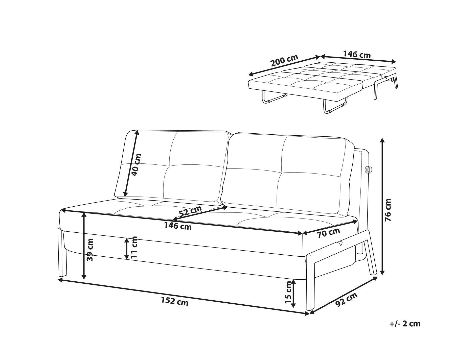 Fabric Sofa Bed Light Grey EDLAND