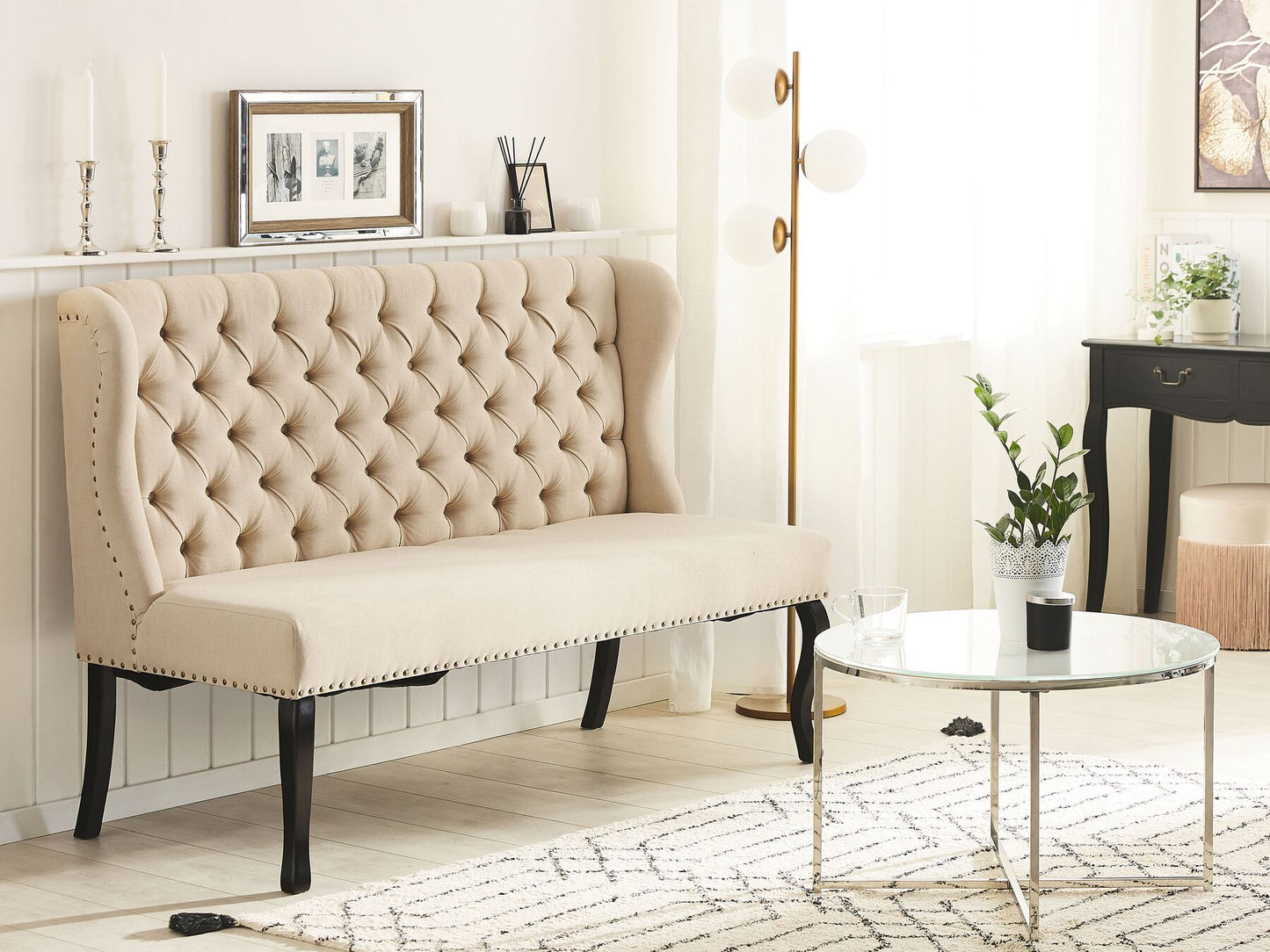 2 Seater Fabric Kitchen Sofa Beige TORSBY