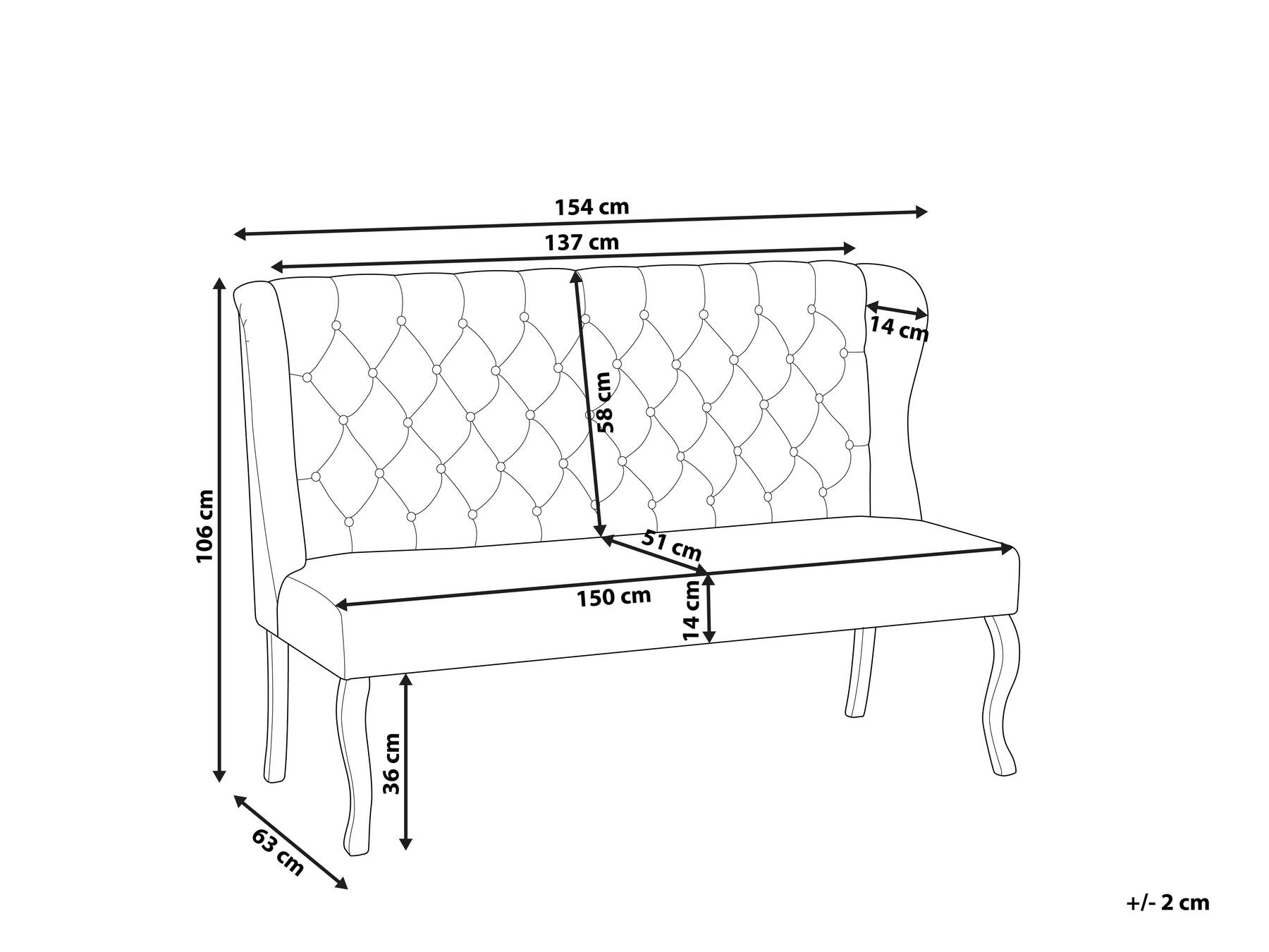 2 Seater Fabric Kitchen Sofa Beige TORSBY