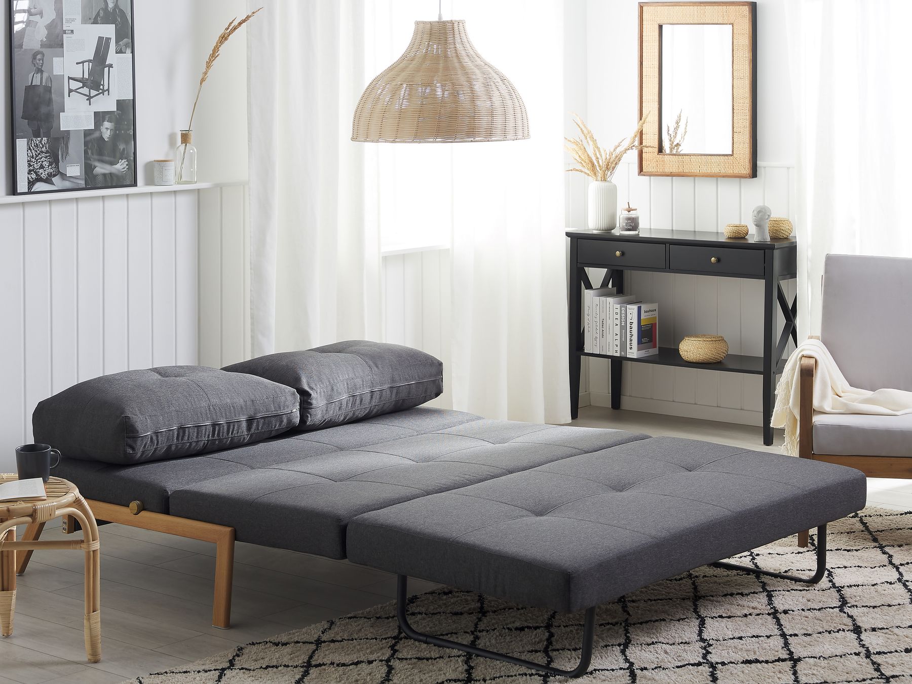 Fabric Sofa Bed Dark Grey EDLAND