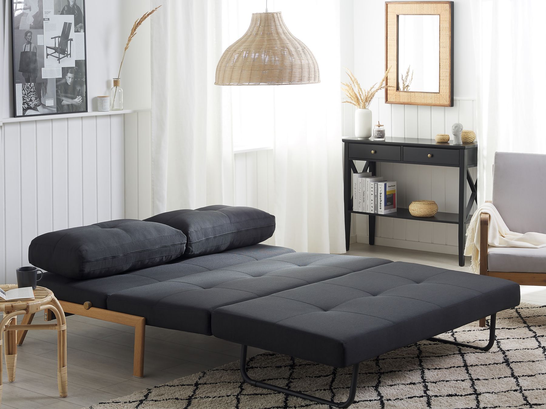 Fabric Sofa Bed Black EDLAND