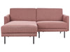 Right Hand 2 Seater Fabric Corner Sofa Pink