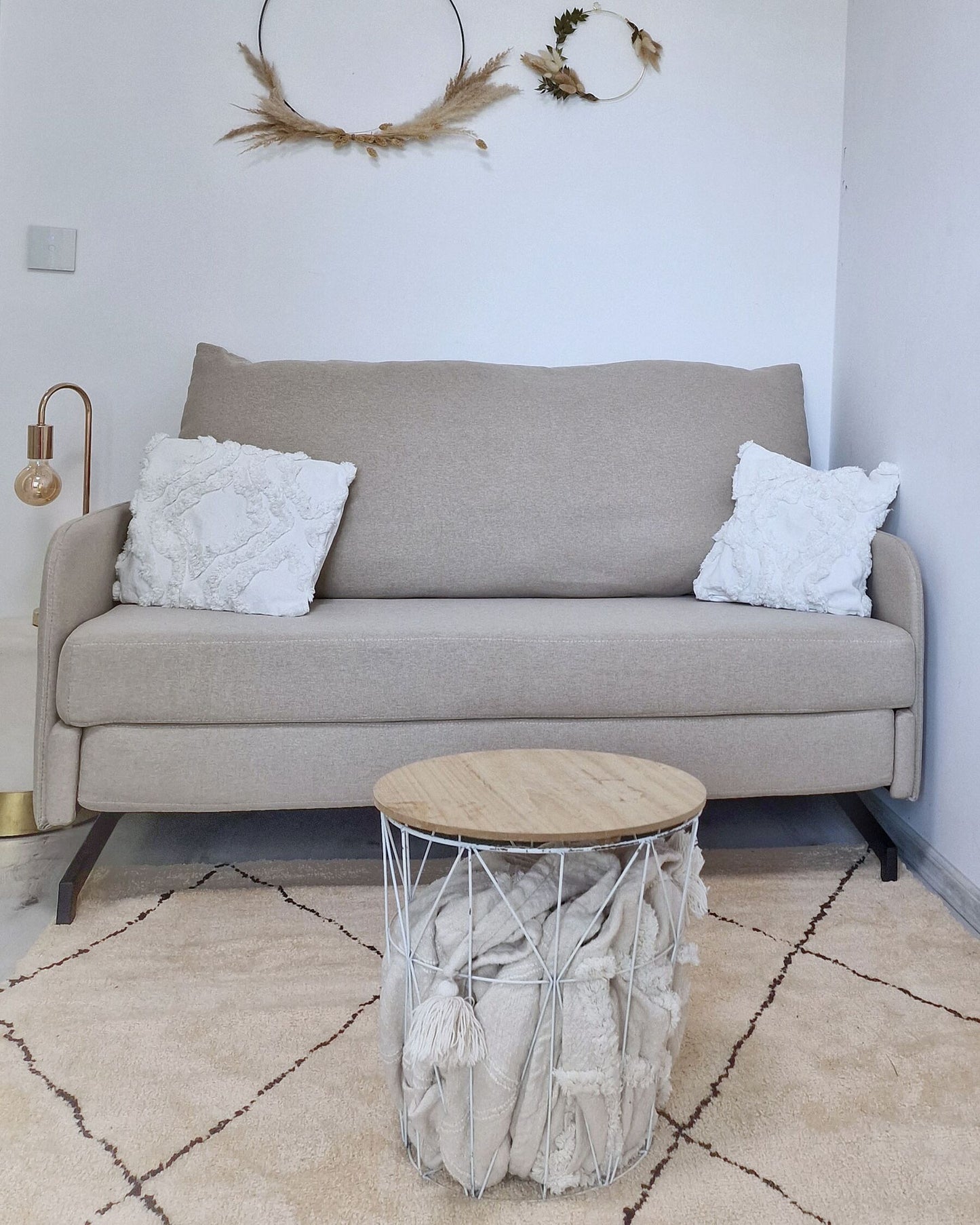 Fabric Sofa Bed Beige BELFAST