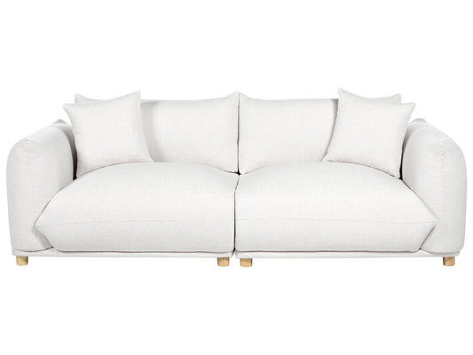 3 Seater Fabric Sofa Off-White LUVOS