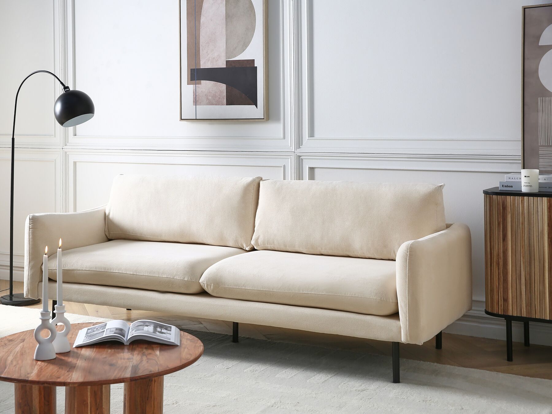 3 Seater Fabric Sofa Light Beige VINTERBRO