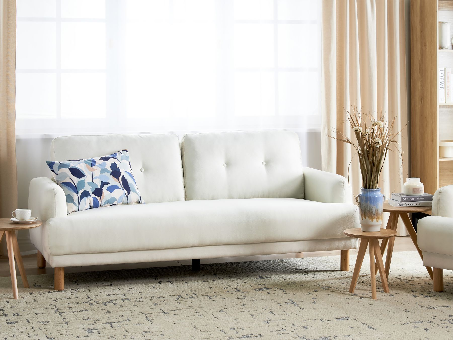 3 Seater Fabric Sofa Off-White TUVE