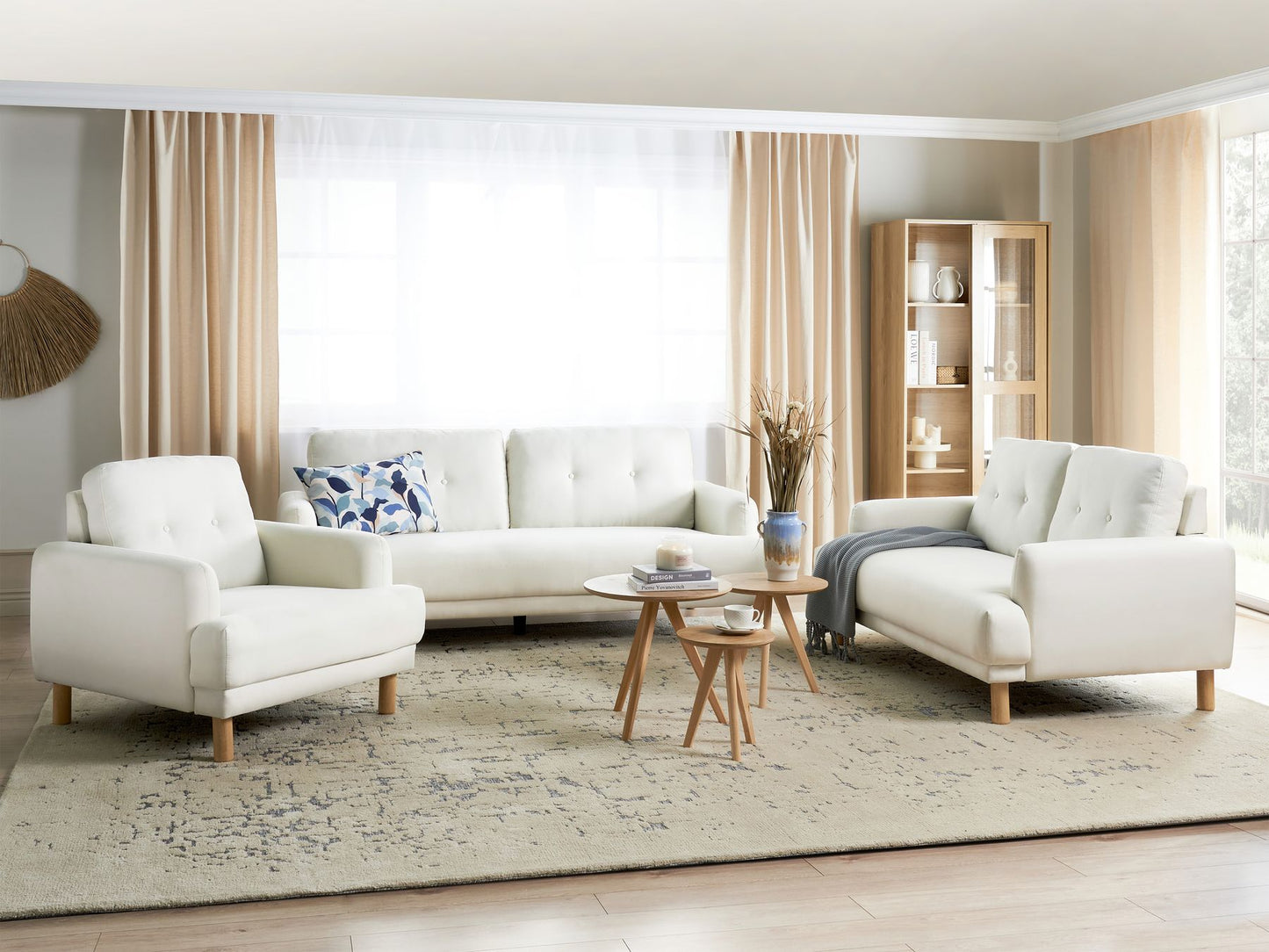 3 Seater Fabric Sofa Off-White TUVE