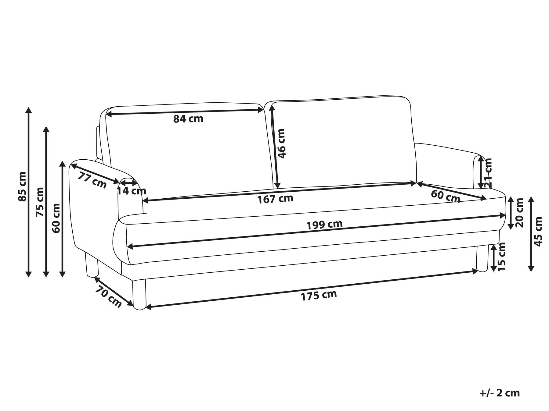 3 Seater Fabric Sofa Off-White TUVE