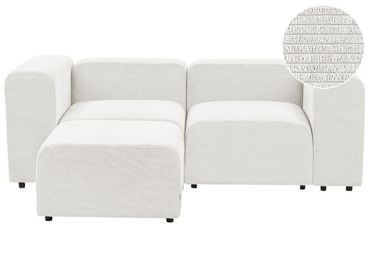 2 Seater Modular Corduroy Sofa with Ottoman White FALSTERBO