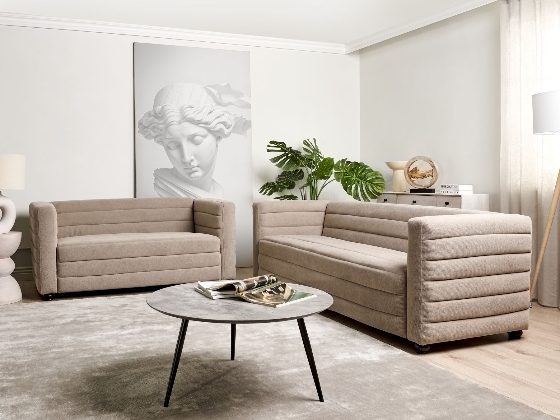 3 Seater Fabric Sofa Taupe HOFN