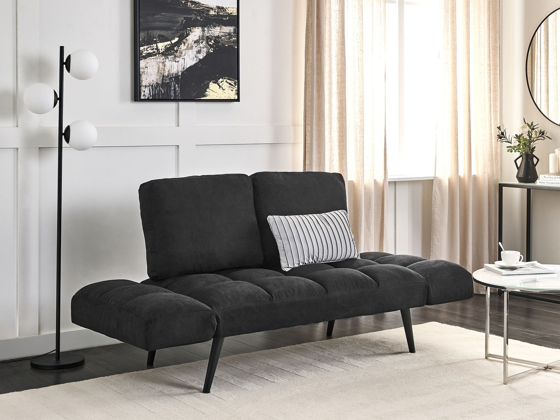 Fabric Sofa Bed Black BREKKE