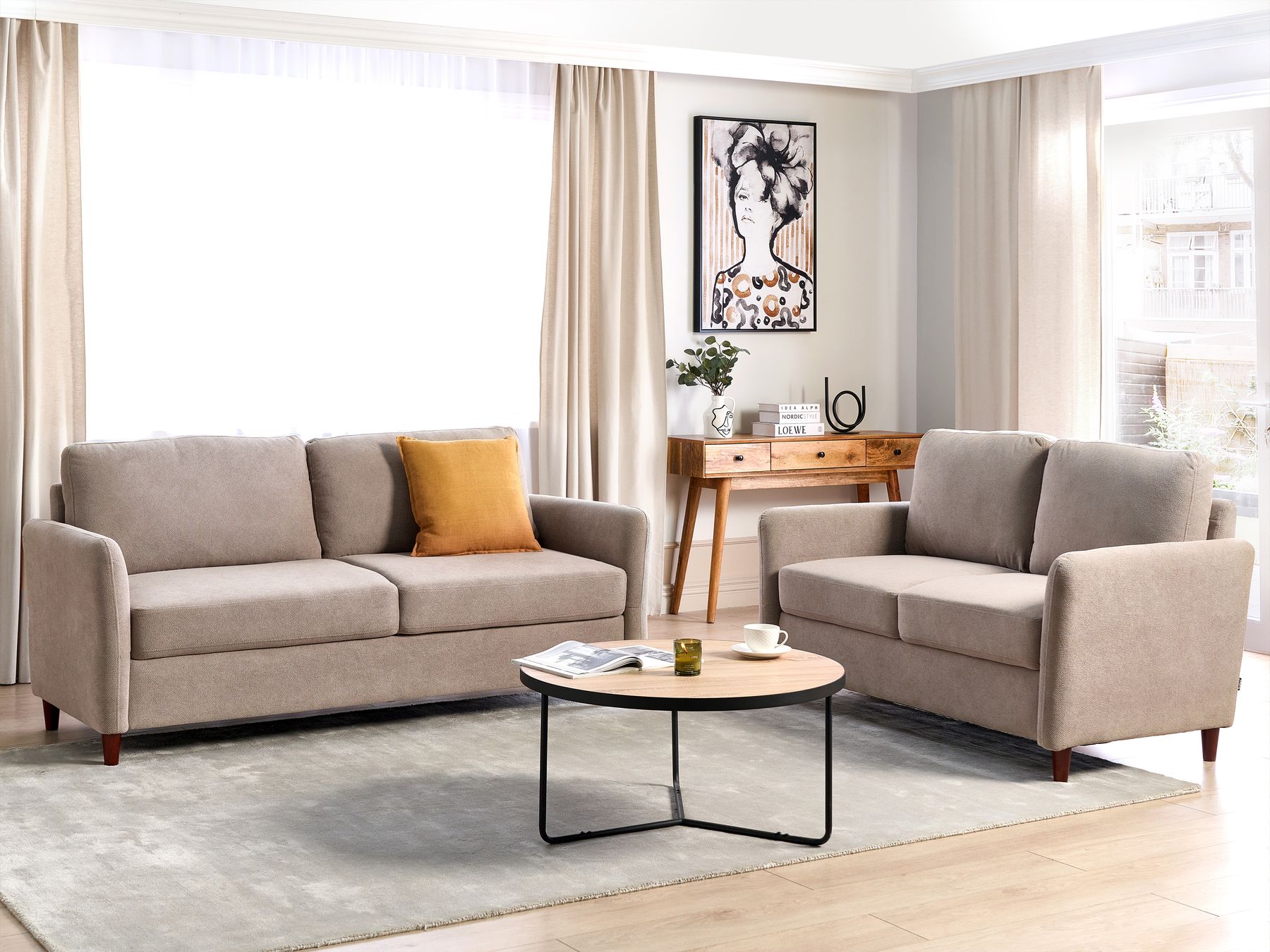 3 Seater Fabric Sofa with Storage Taupe MARE
