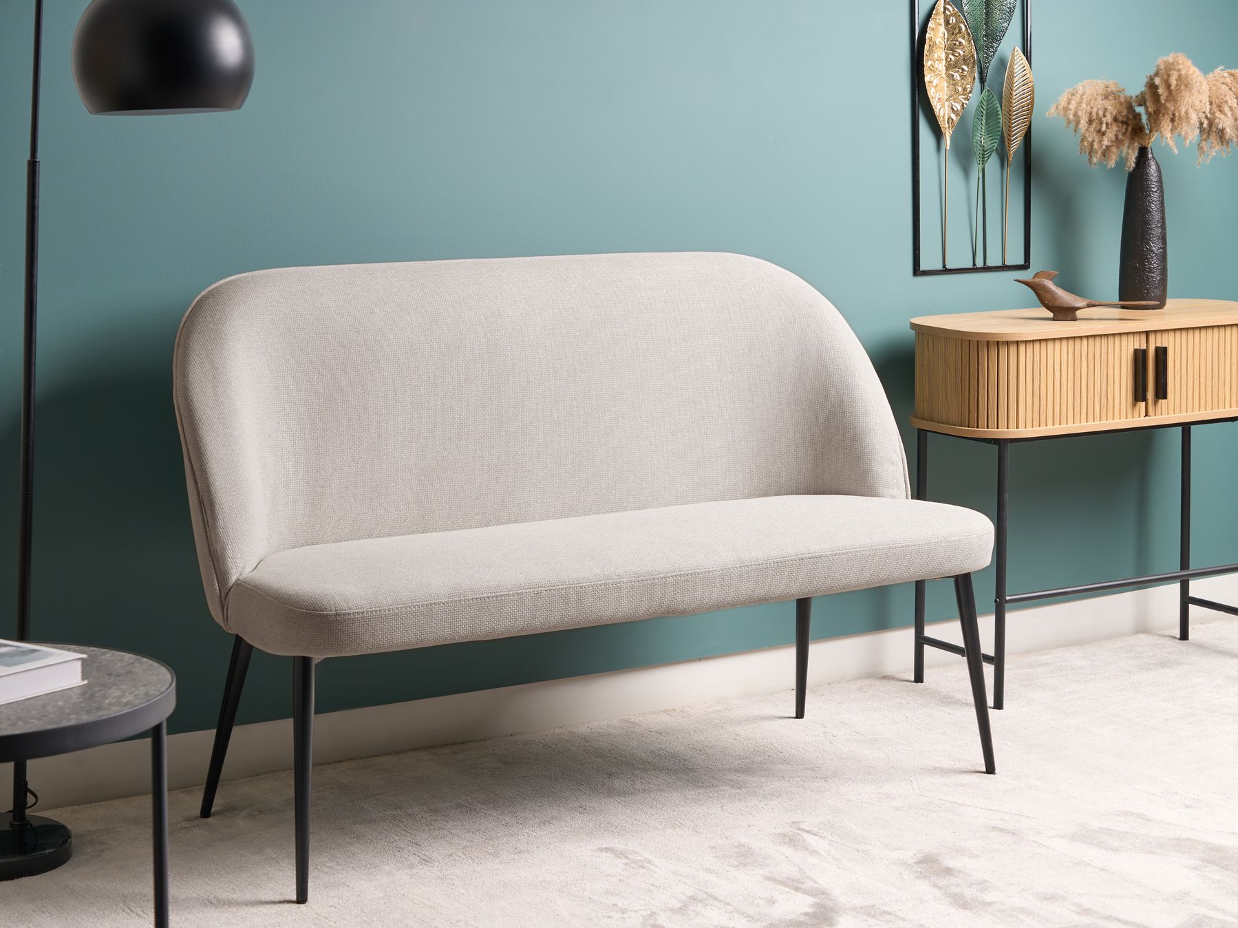 2 Seater Kitchen Sofa Light Grey OSBY