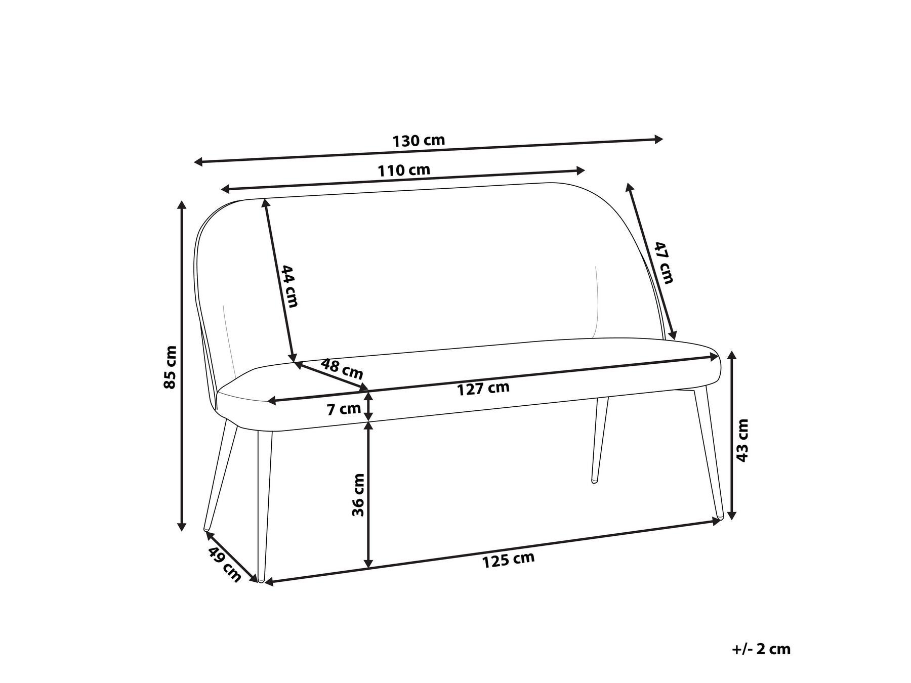 2 Seater Kitchen Sofa Light Grey OSBY