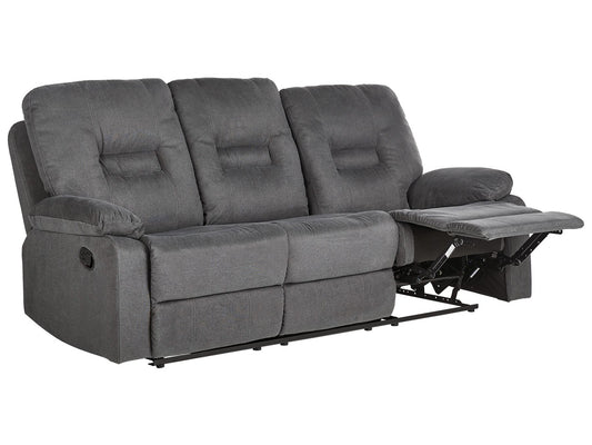 3 Seater Fabric Manual Recliner Sofa Grey BERGEN II