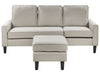 3 Seater Fabric Sofa with Ottoman Off-White