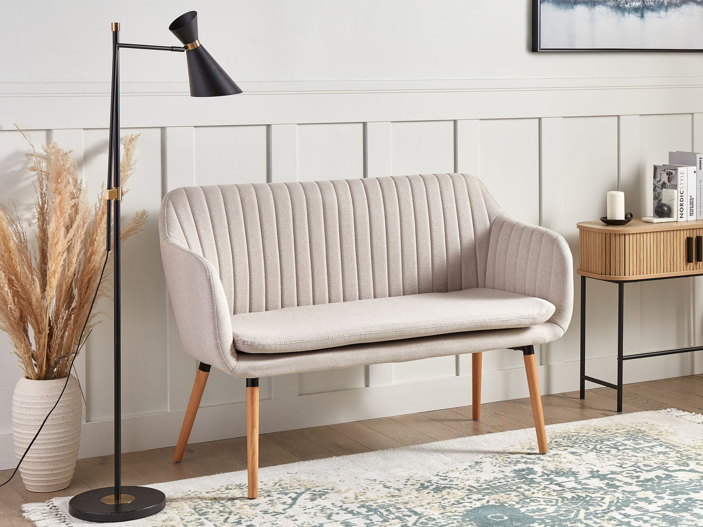 2 Seater Fabric Kitchen Sofa Light Beige TABY