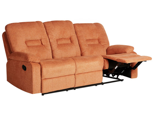 3 Seater Fabric Manual Recliner Sofa Orange BERGEN