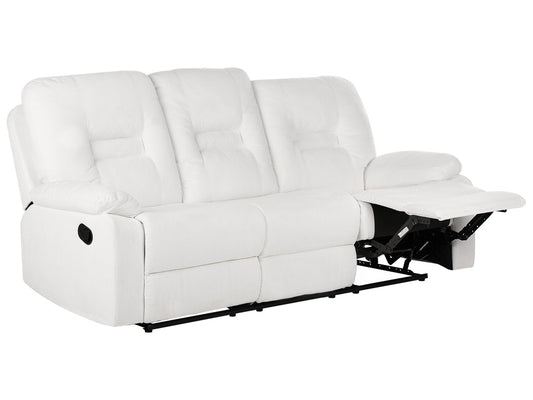 3 Seater Fabric Manual Recliner Sofa White BERGEN
