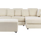 Left Hand Fabric Corner Sofa with Ottoman Light Beige KOHLO