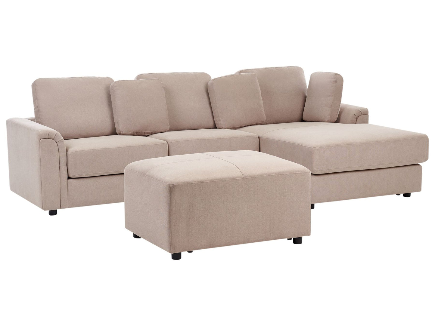 Left Hand Fabric Corner Sofa with Ottoman Taupe KOHLO