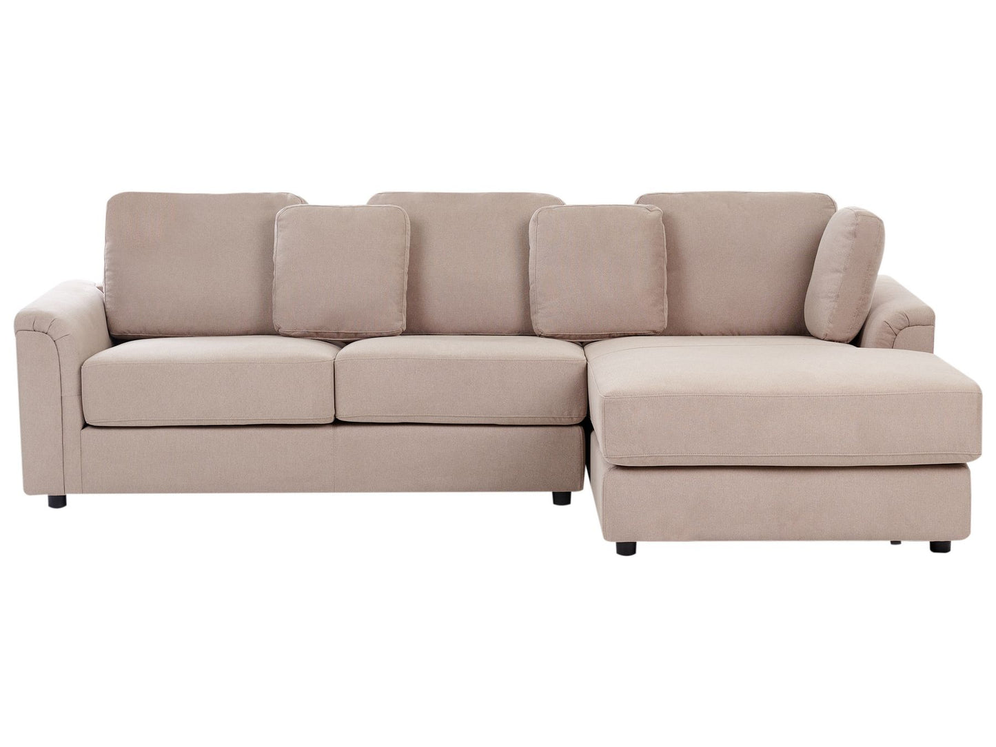 Left Hand Fabric Corner Sofa with Ottoman Taupe KOHLO