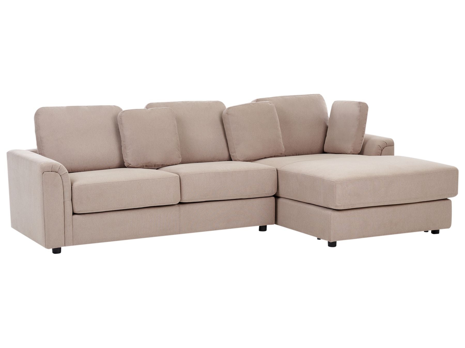 Left Hand Fabric Corner Sofa with Ottoman Taupe KOHLO
