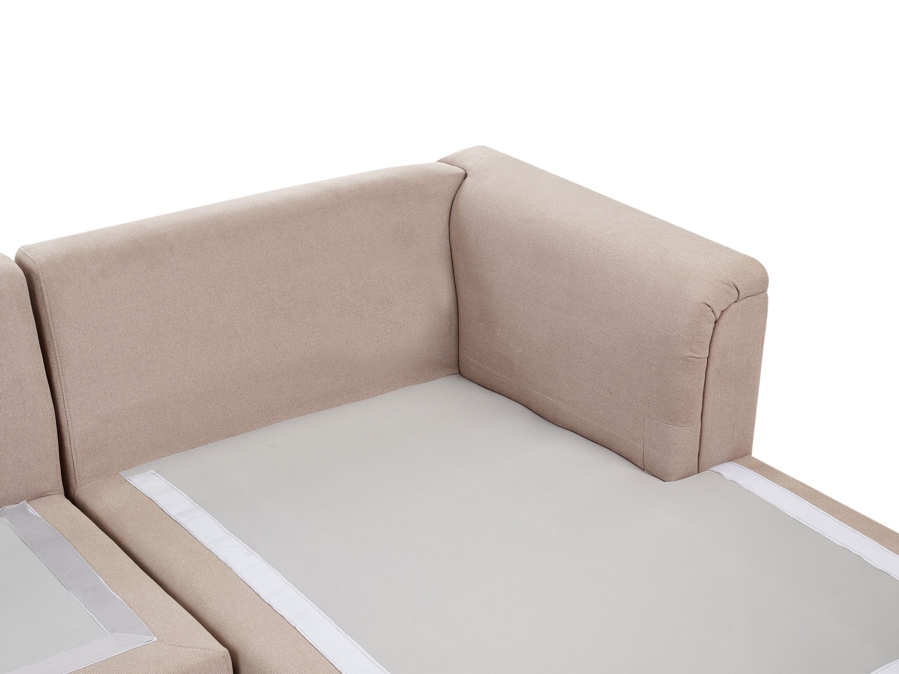 Left Hand Fabric Corner Sofa with Ottoman Taupe KOHLO