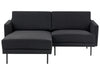 Right Hand 2 Seater Fabric Corner Sofa Black
