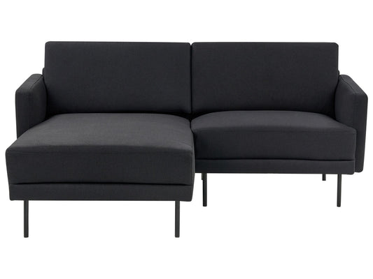 Right Hand 2 Seater Fabric Corner Sofa Black BREDA