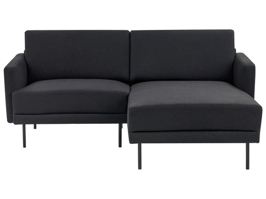 Left Hand 2 Seater Fabric Corner Sofa Black BREDA