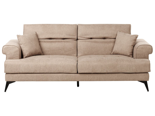 3 Seater Fabric Sofa Light Brown SKIVE