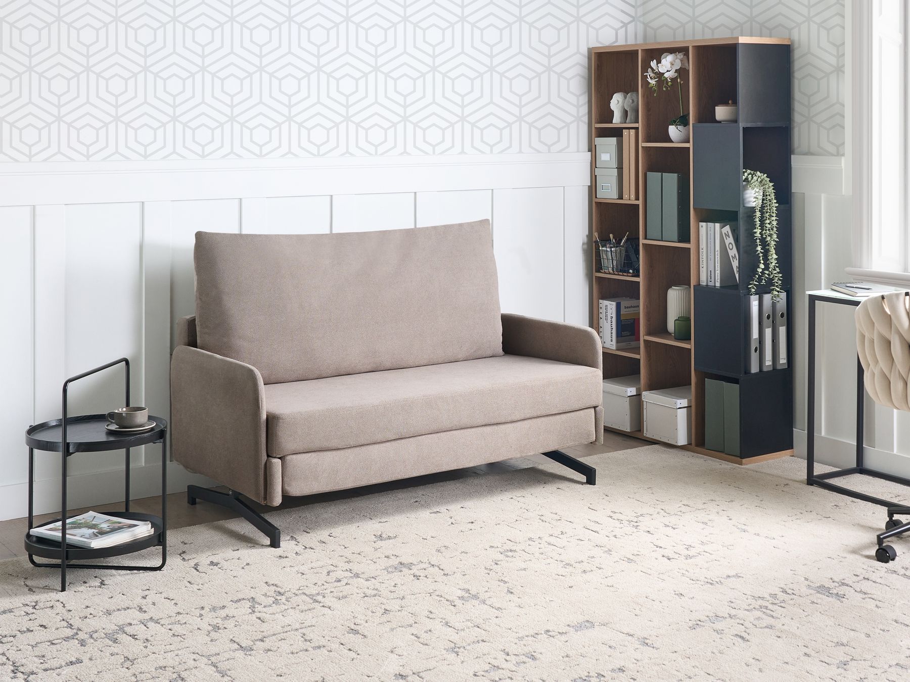 Fabric Sofa Bed Taupe BELFAST