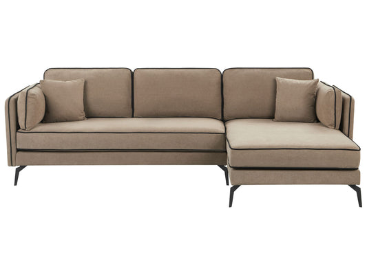 Left Hand Fabric Corner Sofa Light Brown ALTAN