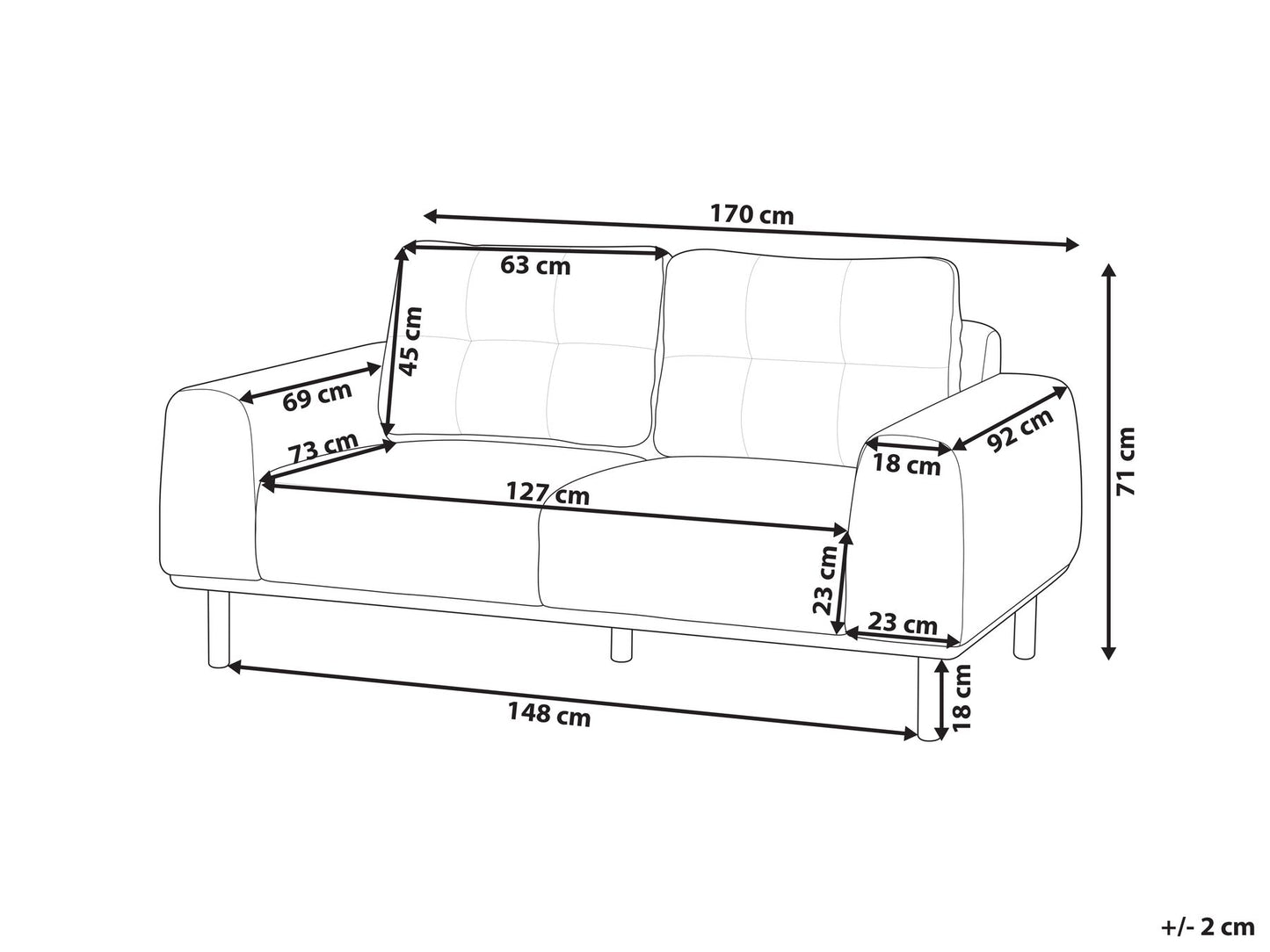 2 Seater Fabric Sofa Golden Brown LAURILA