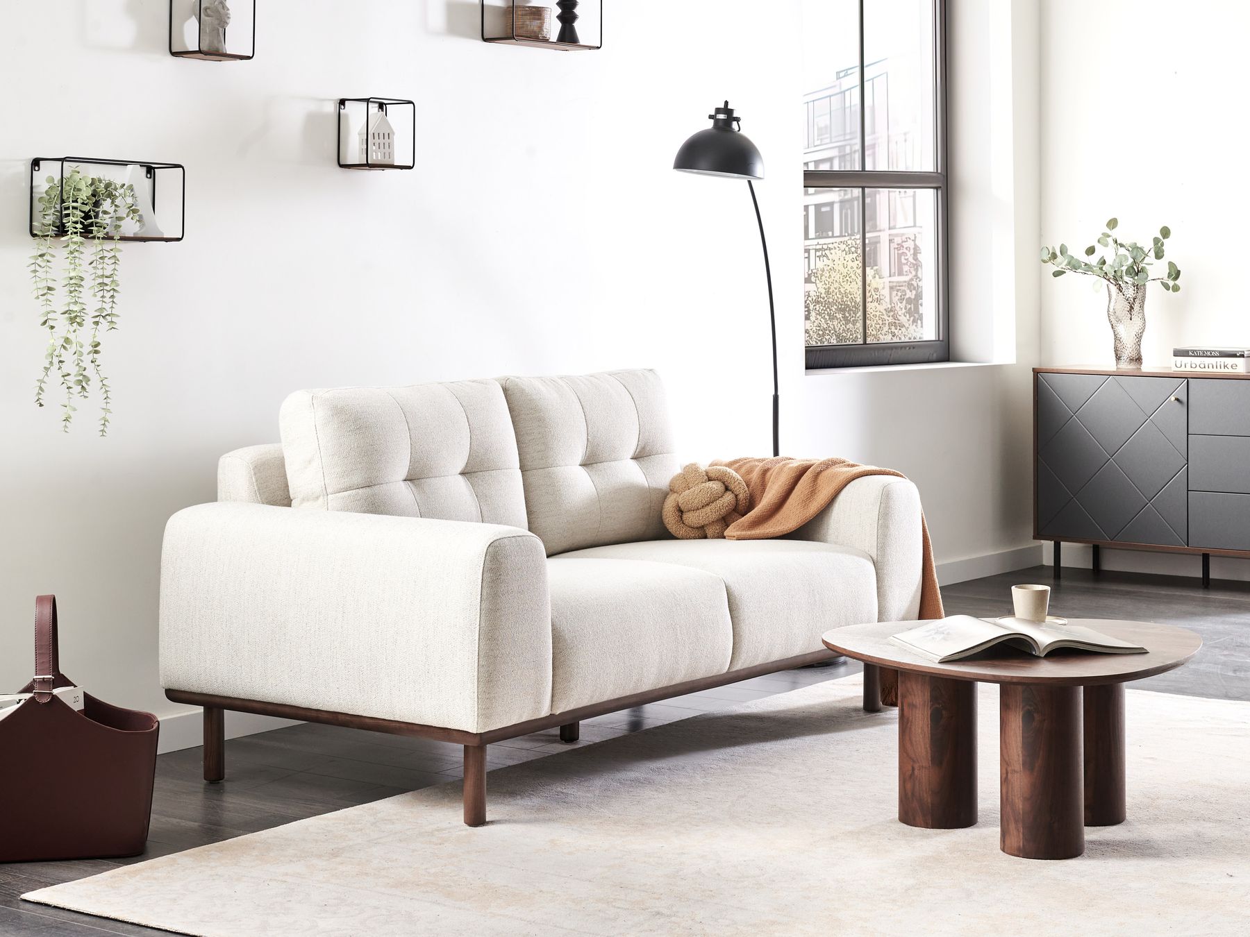 2 Seater Fabric Sofa Light Beige LAURILA