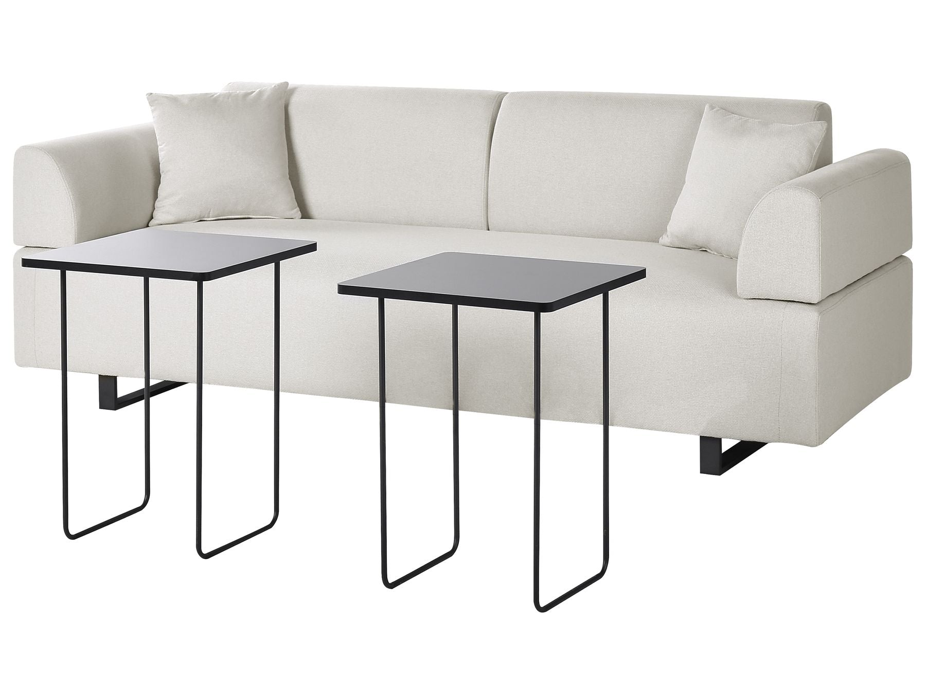 Sofa with Side Tables Beige SOKNA