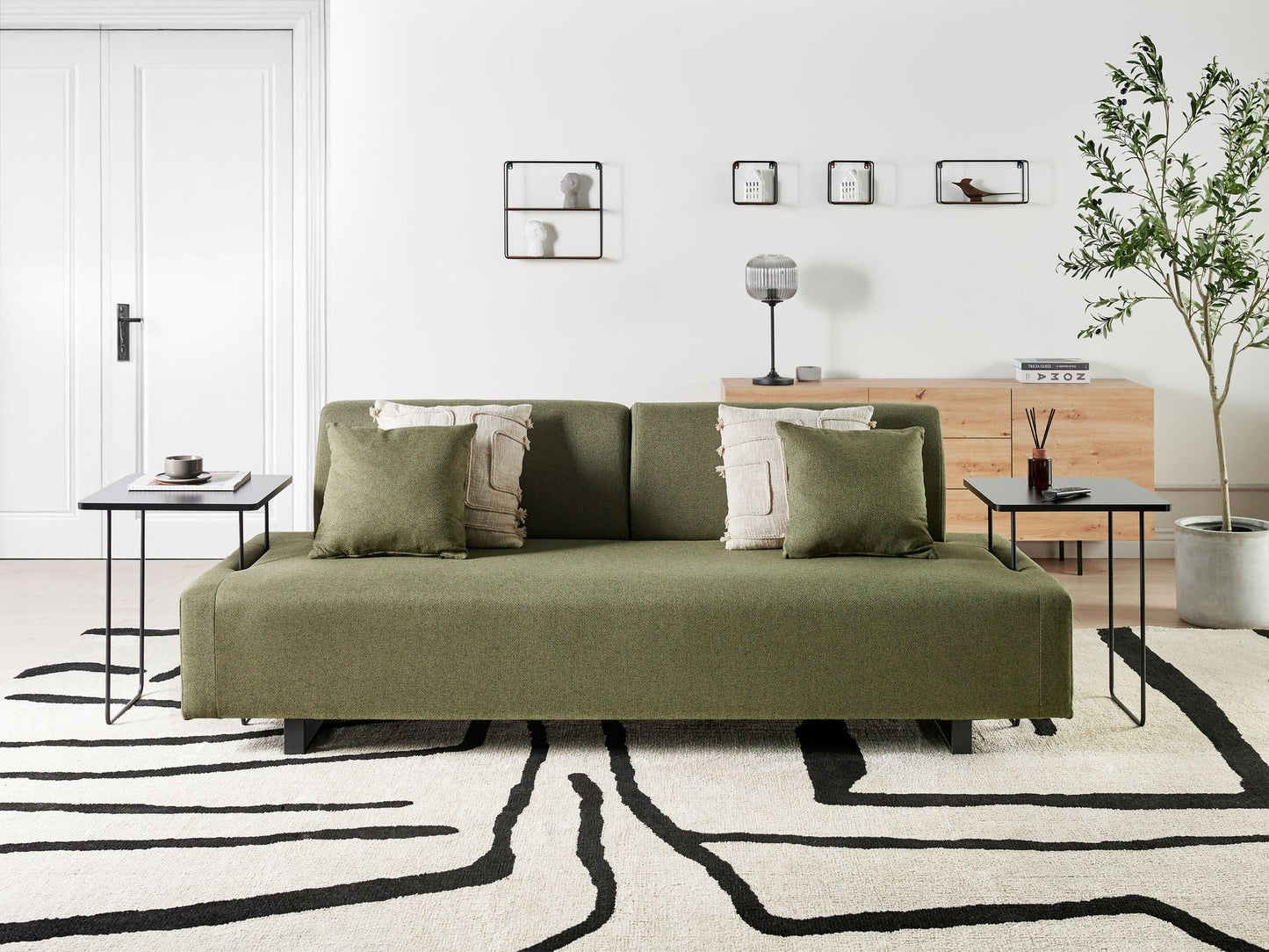 Sofa with Side Tables Green SOKNA
