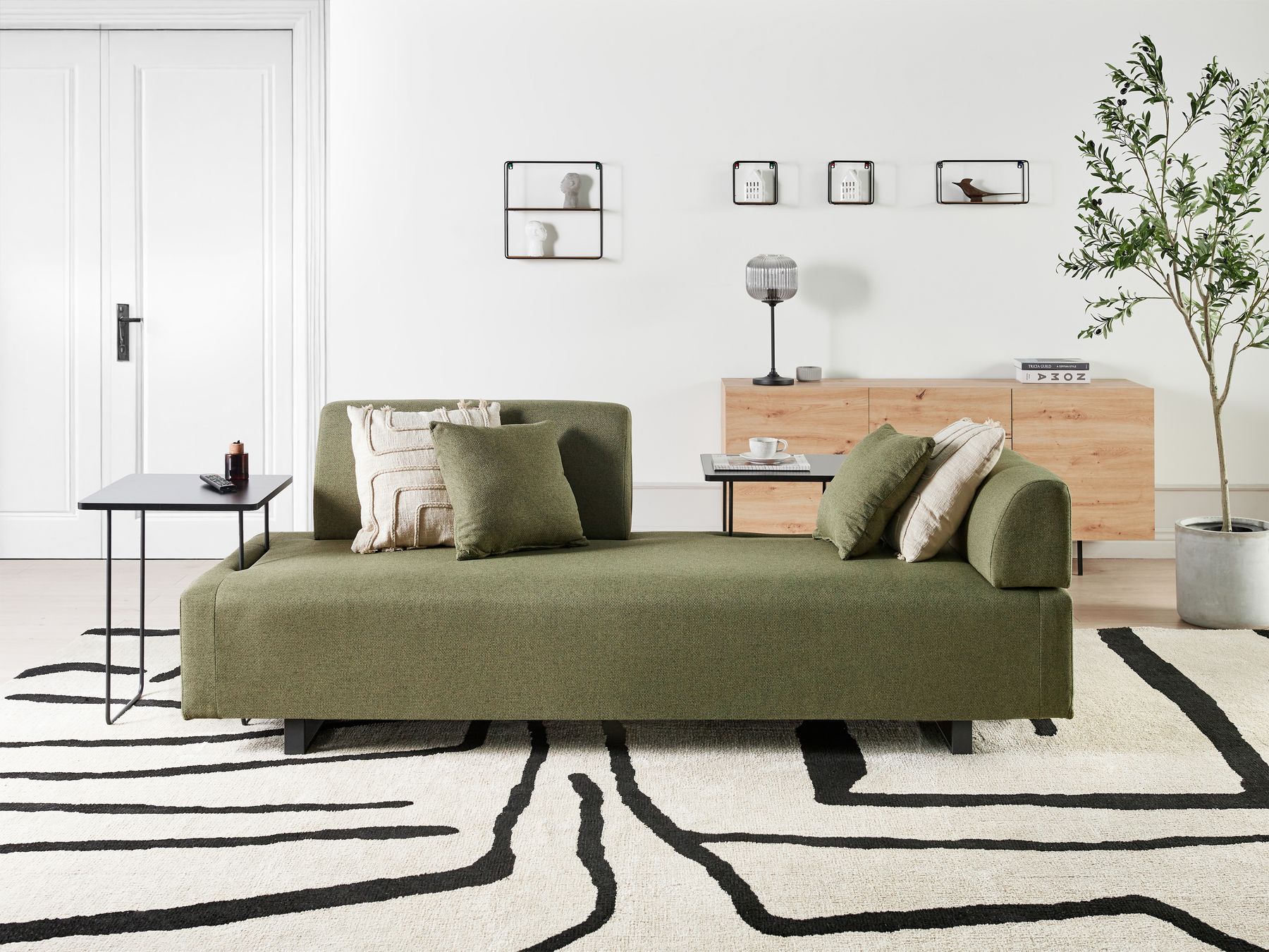 Sofa with Side Tables Green SOKNA