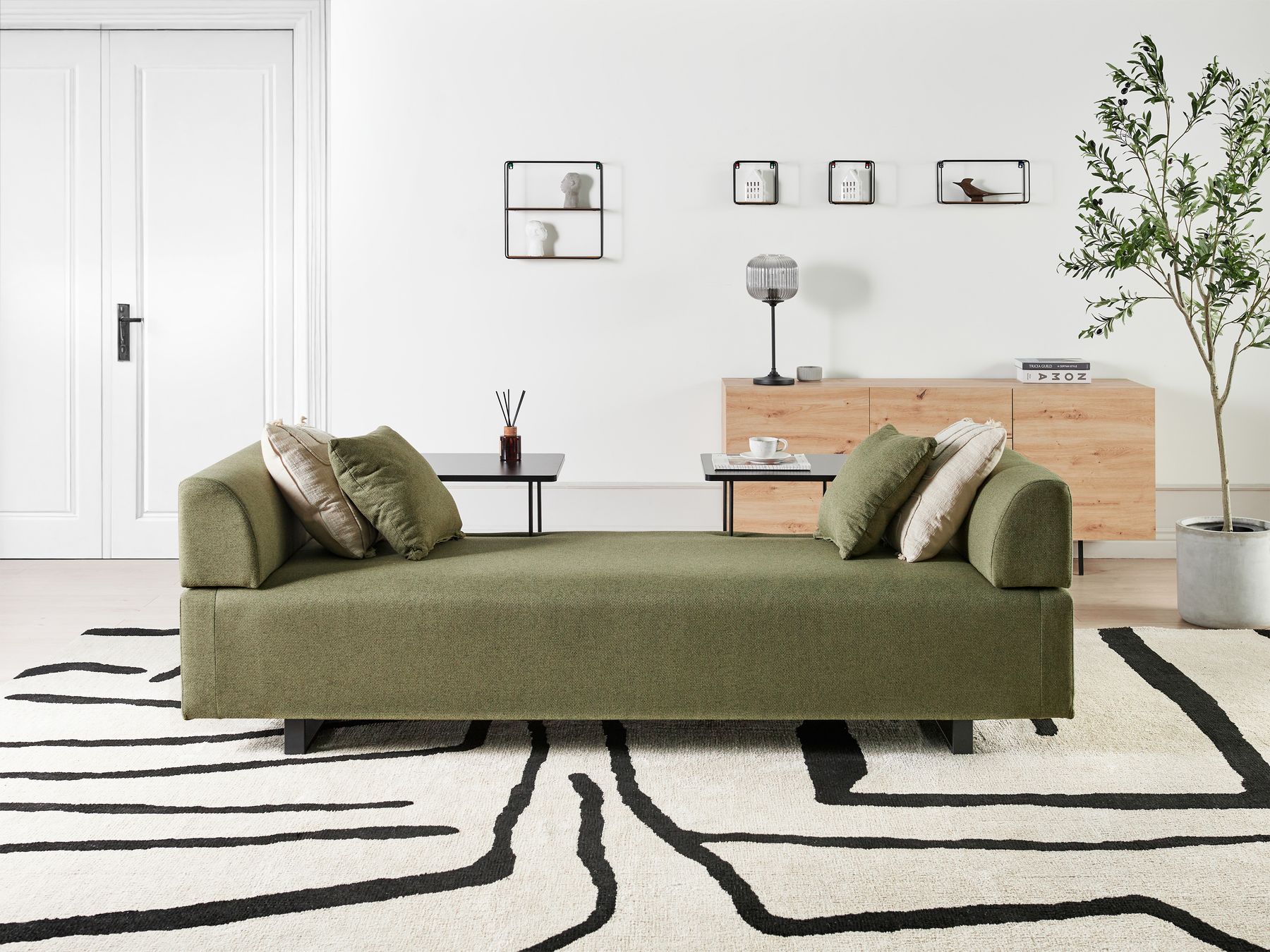 Sofa with Side Tables Green SOKNA