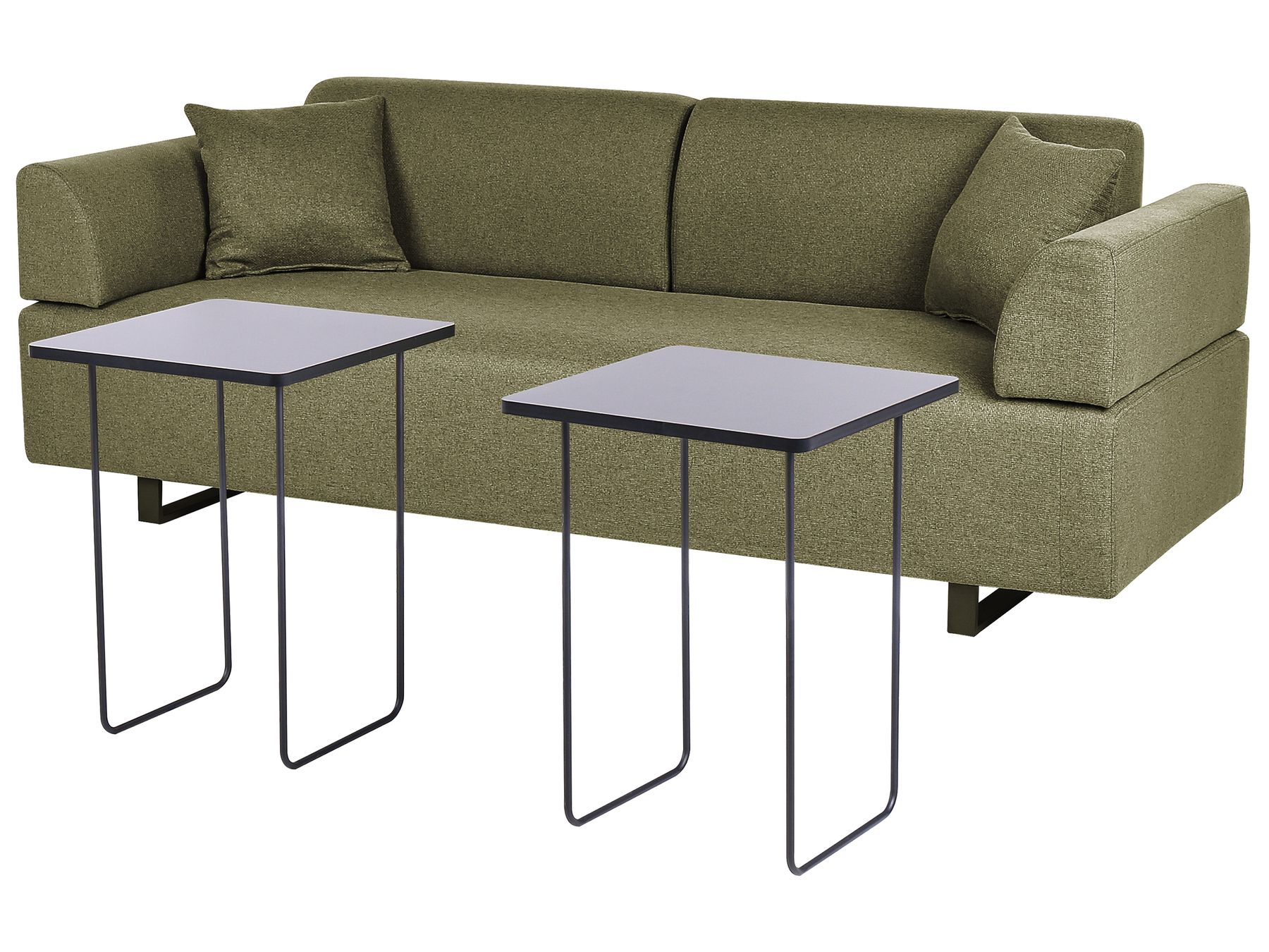 Sofa with Side Tables Green SOKNA
